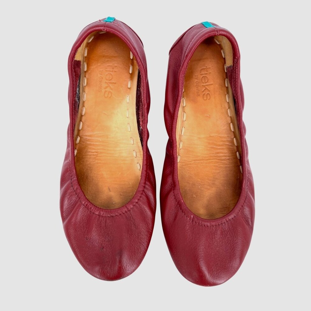 Tieks Burgundy Leather Ballet Flats Size 7 Foldable Comfort Shoes